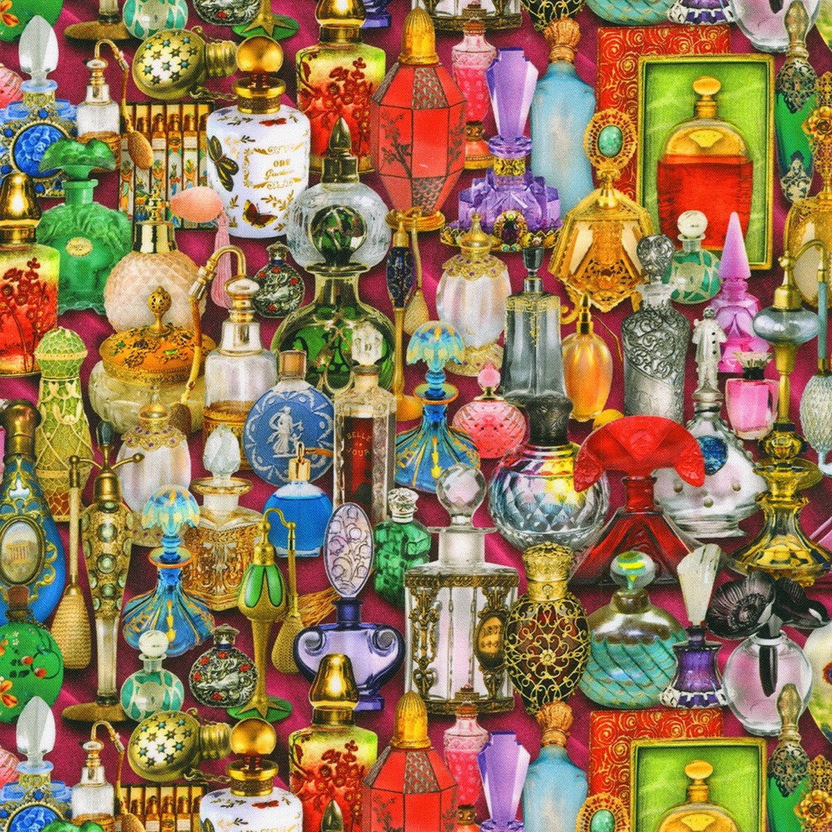 Library of Rarities Perfume Bottles Antique Multi Lars Stewart Robert Kaufman Cotton Fabric RK-ANPD-21875-199