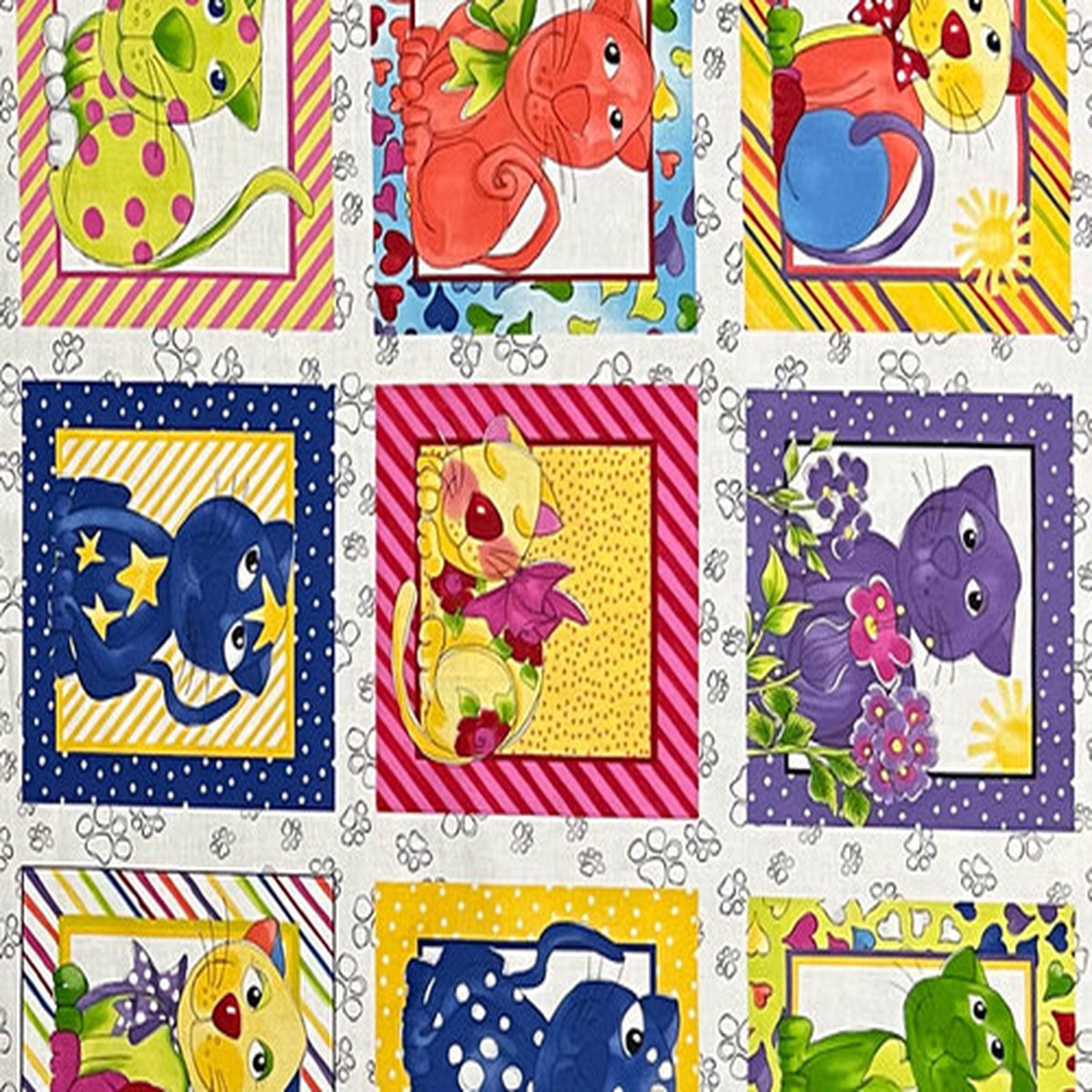 10 Panels of Cotton Panel Cats