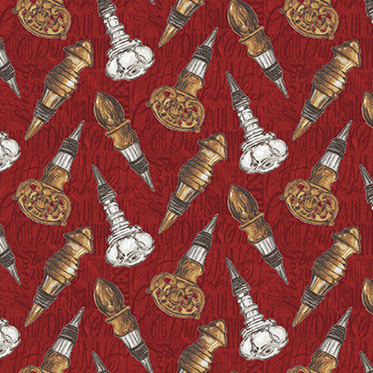After Five Bottle Toppers Red Mary Beth Baker Henry Glass Cotton Fabric HG-340-84