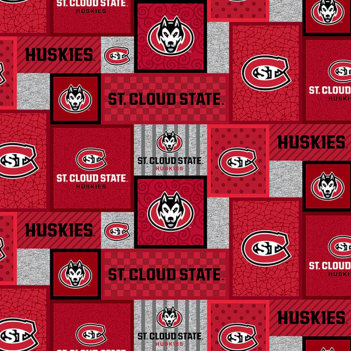 St. Cloud State Huskies NCAA College Patch Sykel Enterprises Polyester Fleece Fabric STC-1177