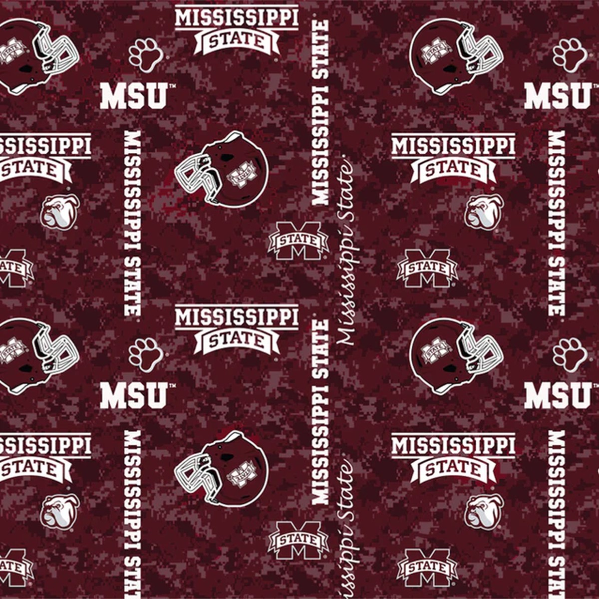 Mississippi State Bulldogs NCAA College Digital Camo Sykel Enterprises Polyester Fleece Fabric MSST-1122 USFabricShop