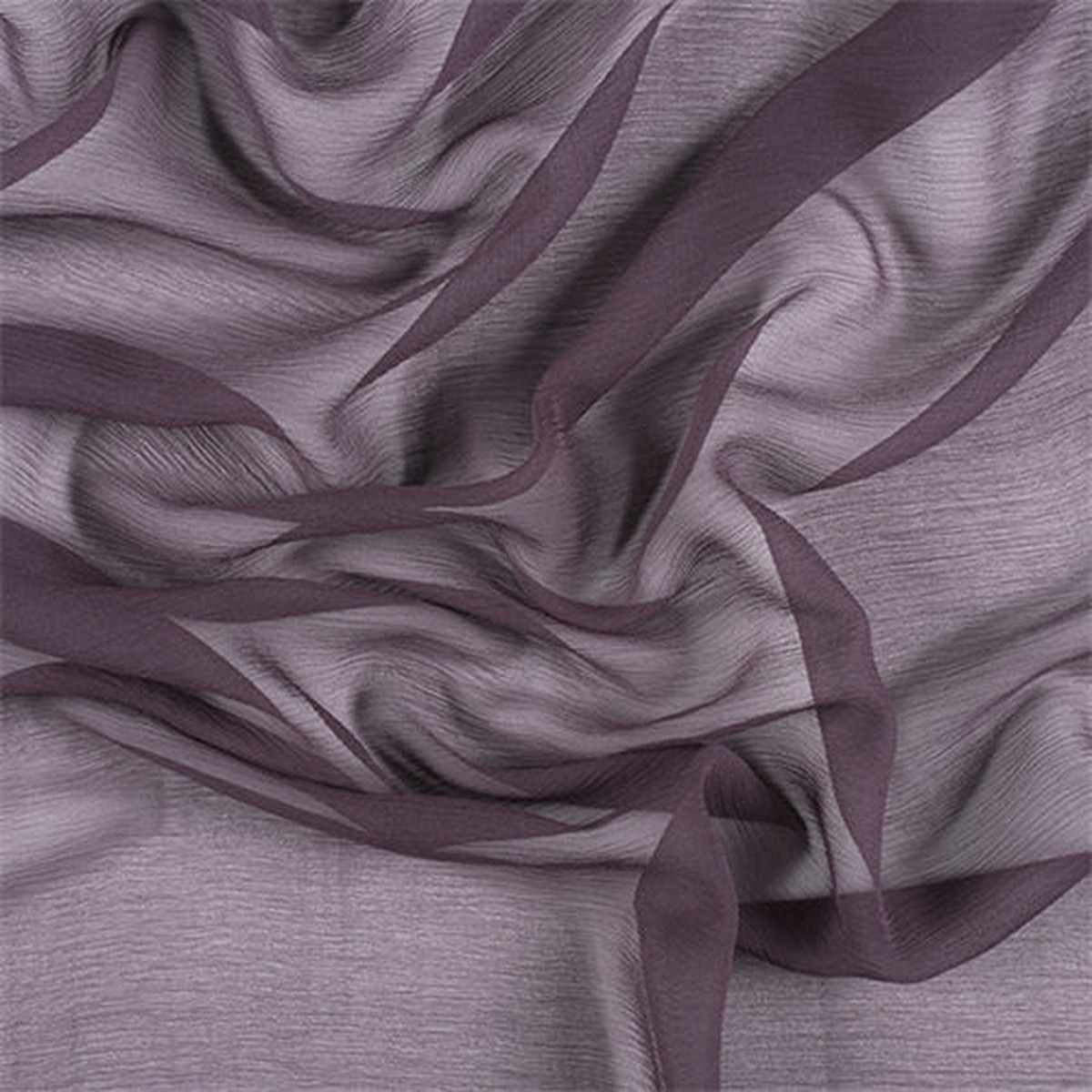 Runway Silks Aubergine Crinkled Silk Chiffon Fabric - Reorderable