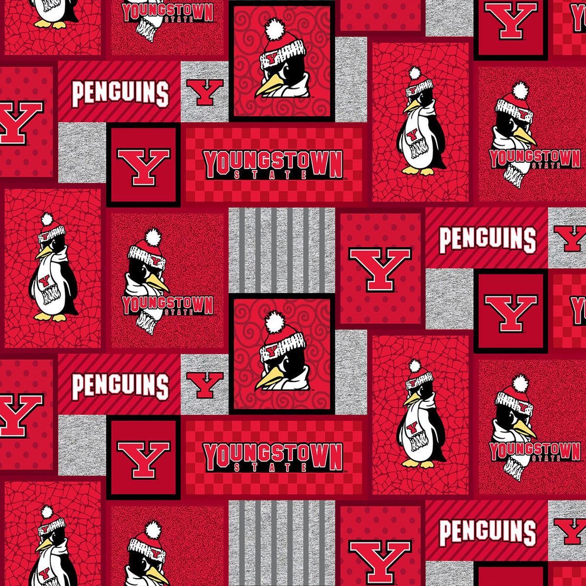 Youngstown State Penguins NCAA College Patch Sykel Enterprises Polyester Fleece Fabric YNG-1177