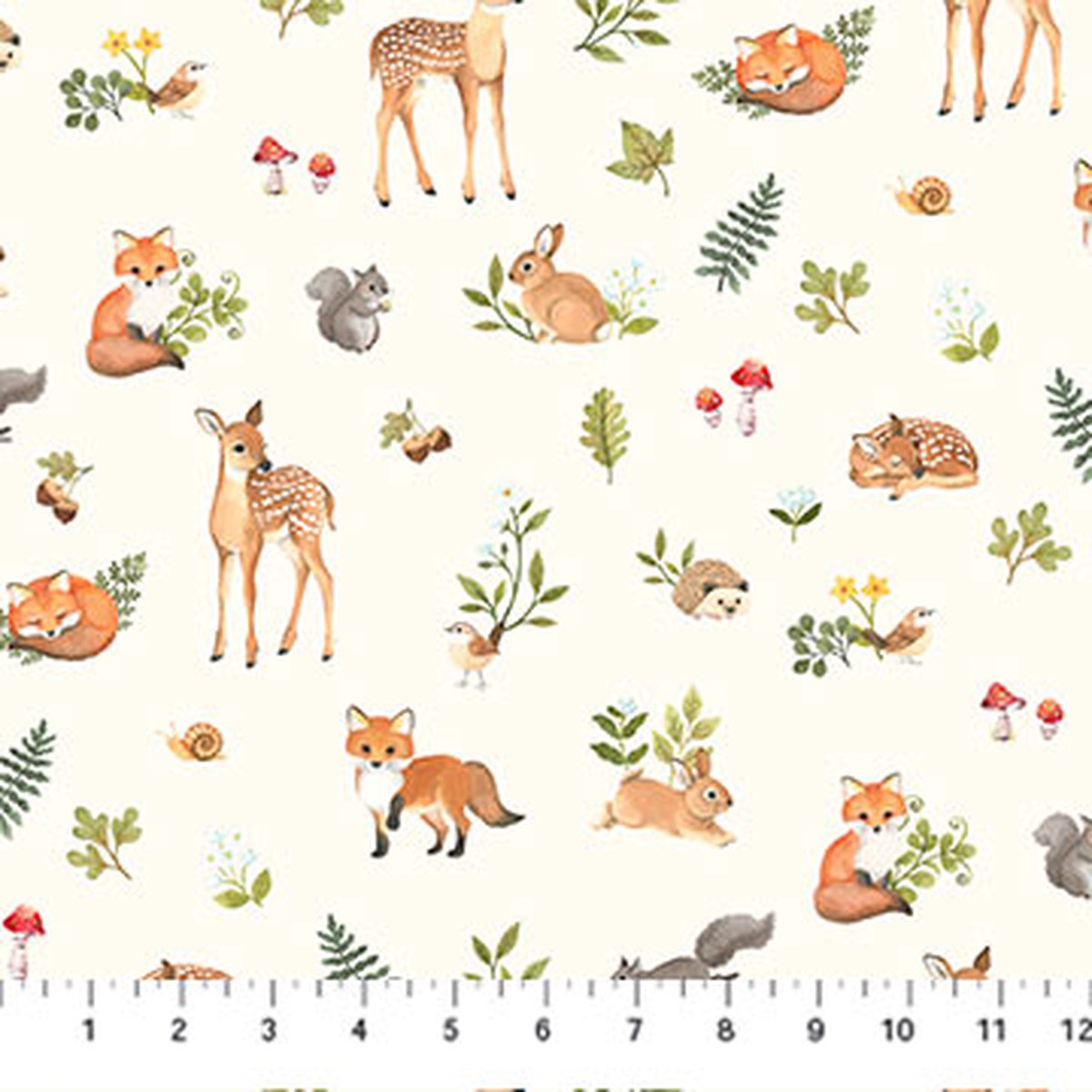 Woodland Babes Animals Cream Multi Kathryn Christensen Northcott Cotton Fabric