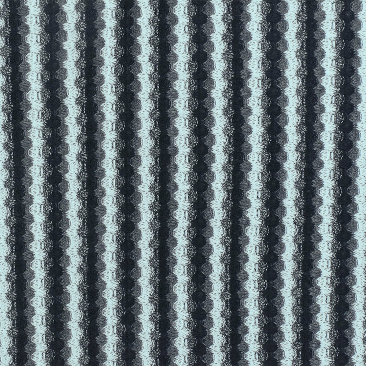 Airy Blue-Black-Gray Striped Stretch Thermal Knit Fabric