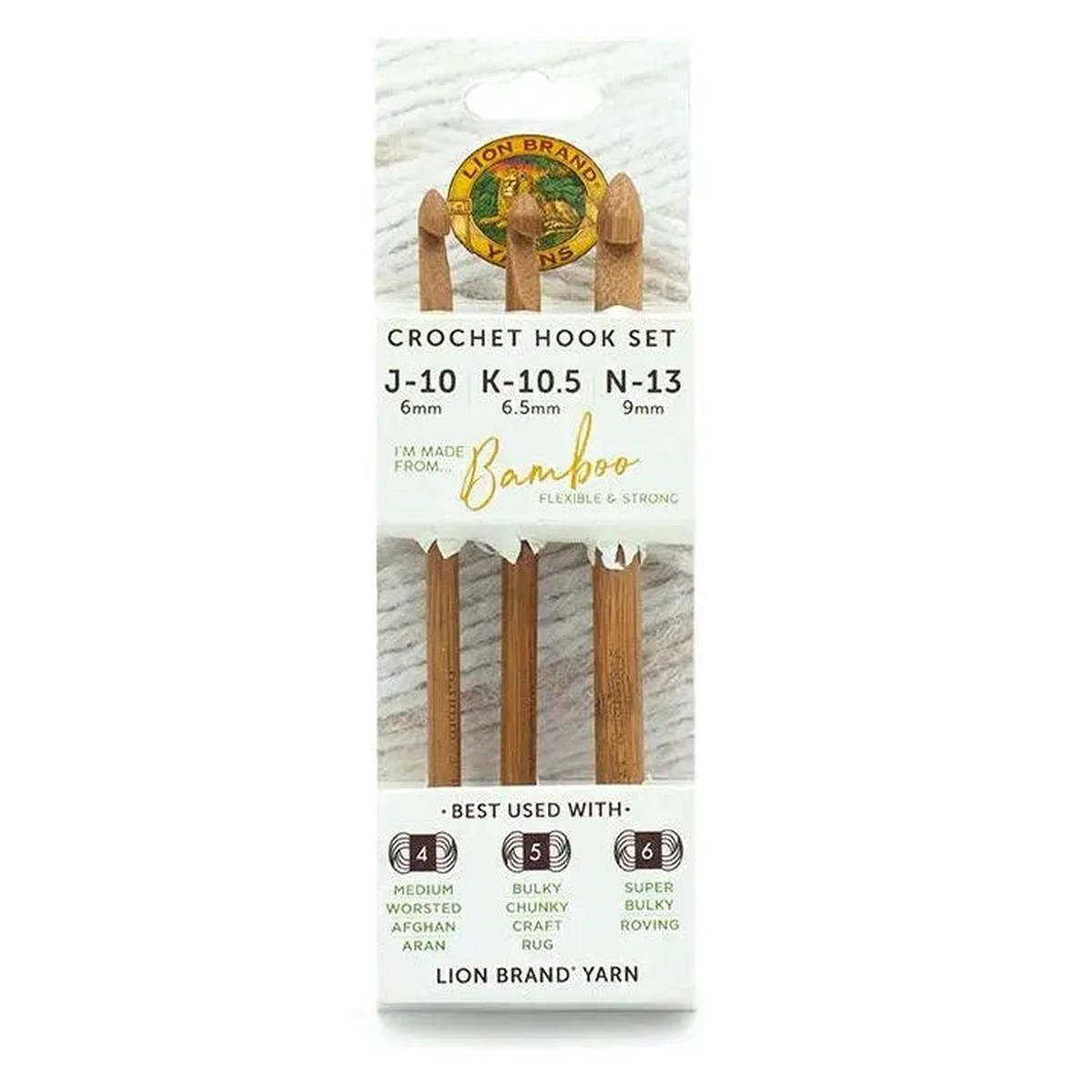 Bamboo Crochet Hook Set (Sizes J-K-N) Lion Brand