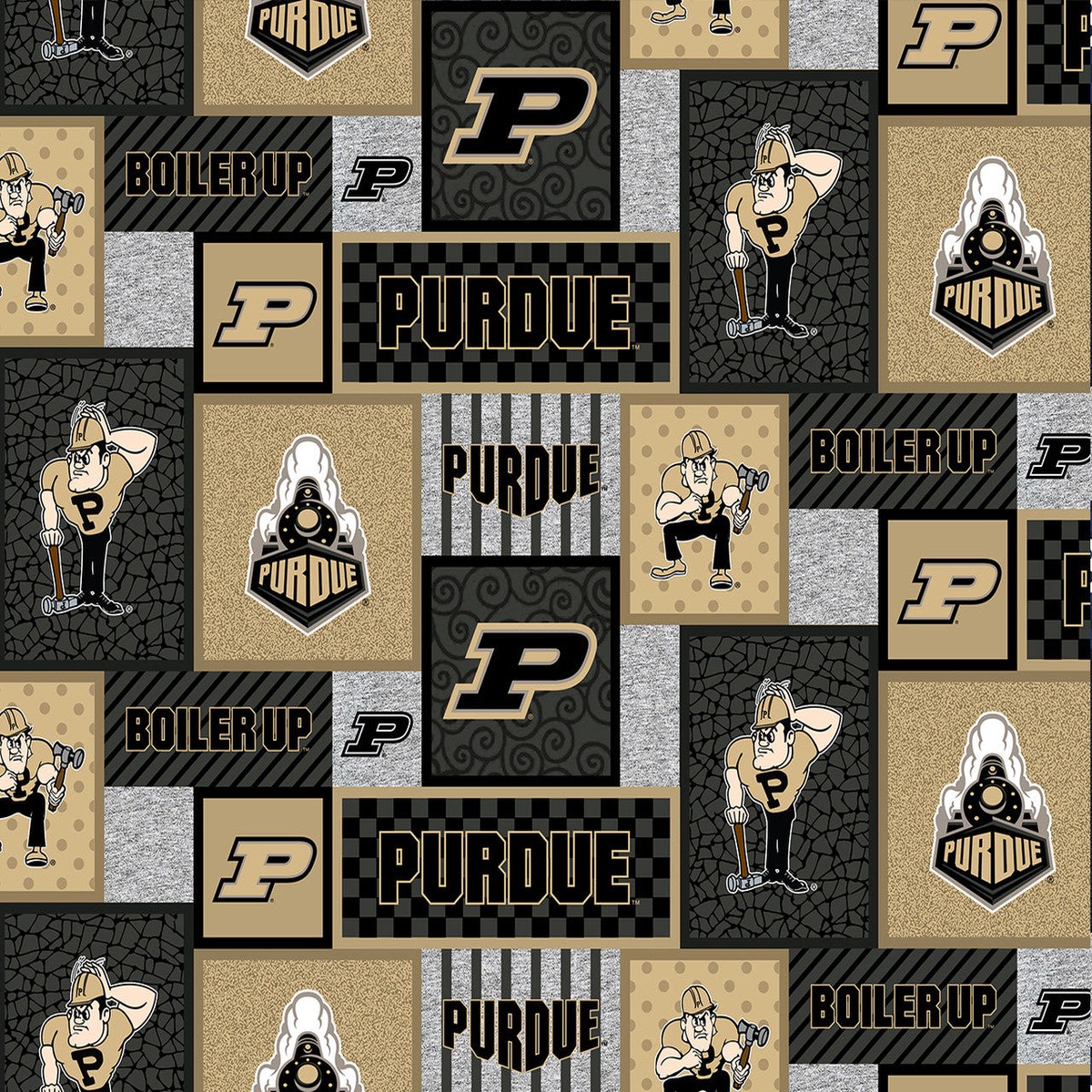Purdue Boilermakers NCAA College Patch Sykel Enterprises Polyester FLEECE Fabric PU-1177