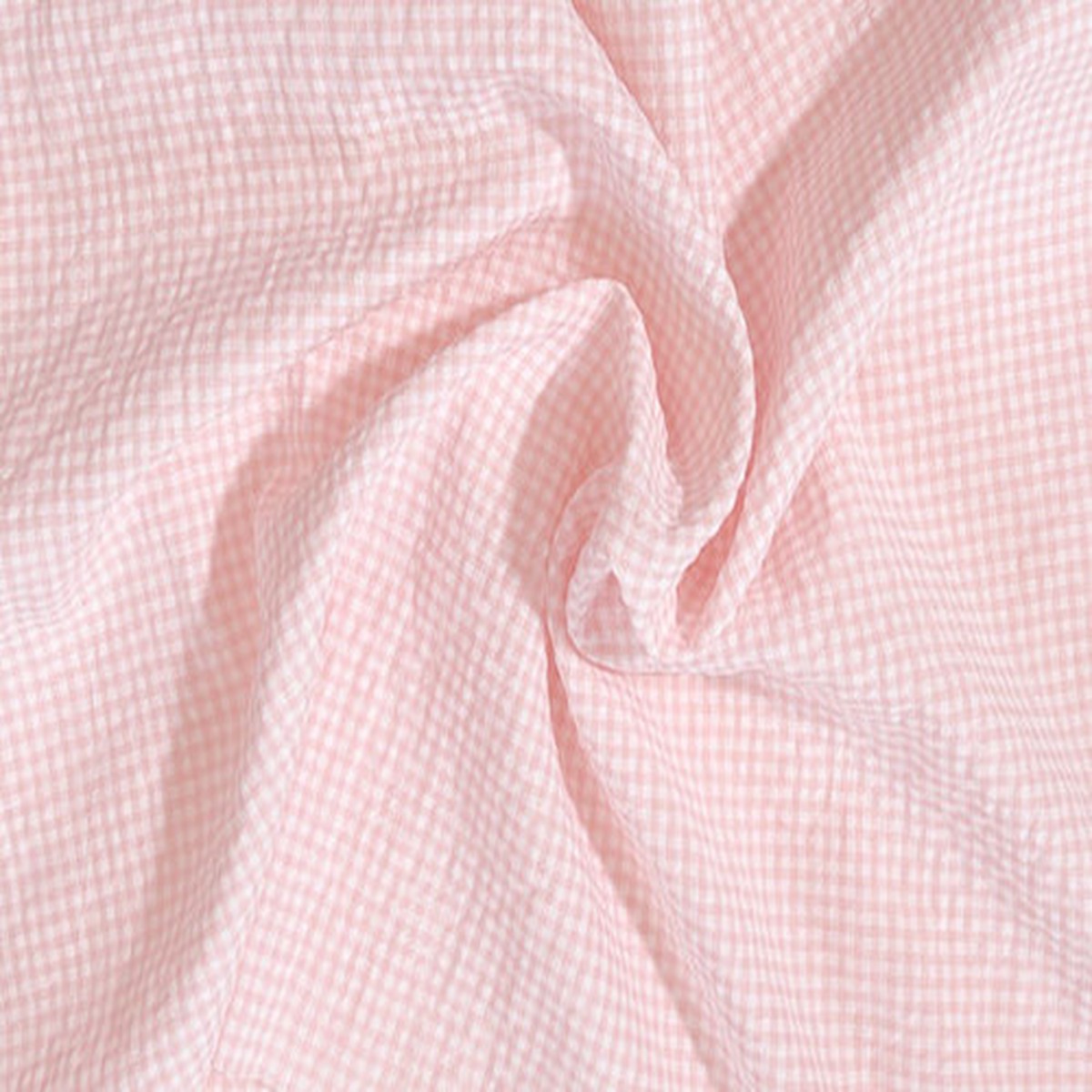 10 Yards of Seersucker Gingham White Crepe Pink