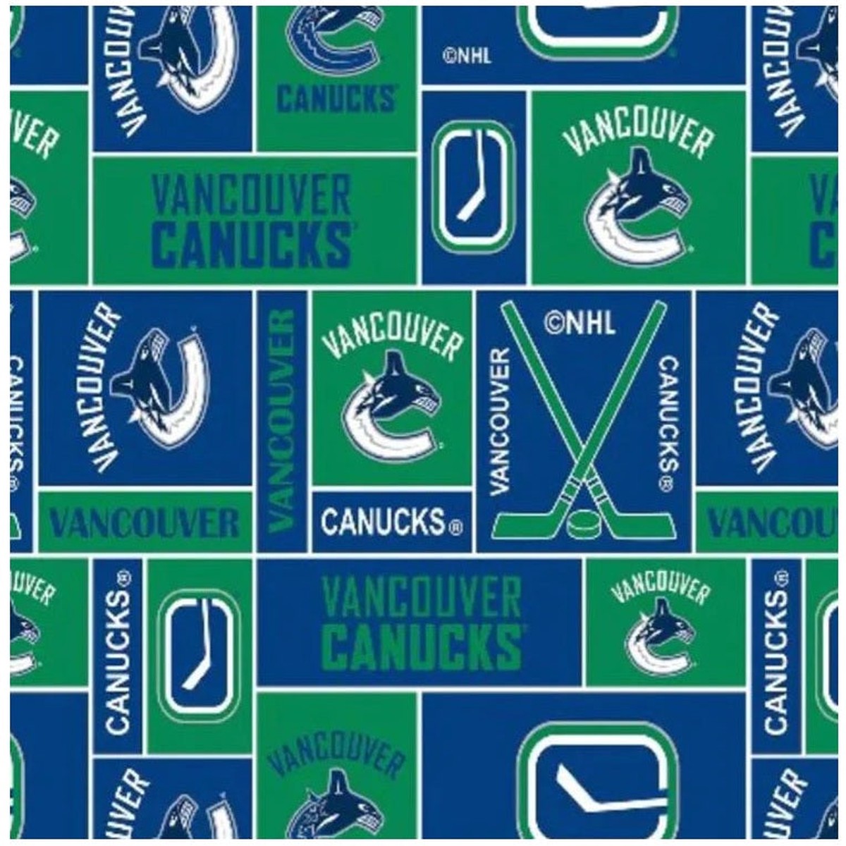 Vancouver Canucks NHL Hockey Geometric Sykel Enterprises Polyester FLEECE Fabric NHL-012-VAN
