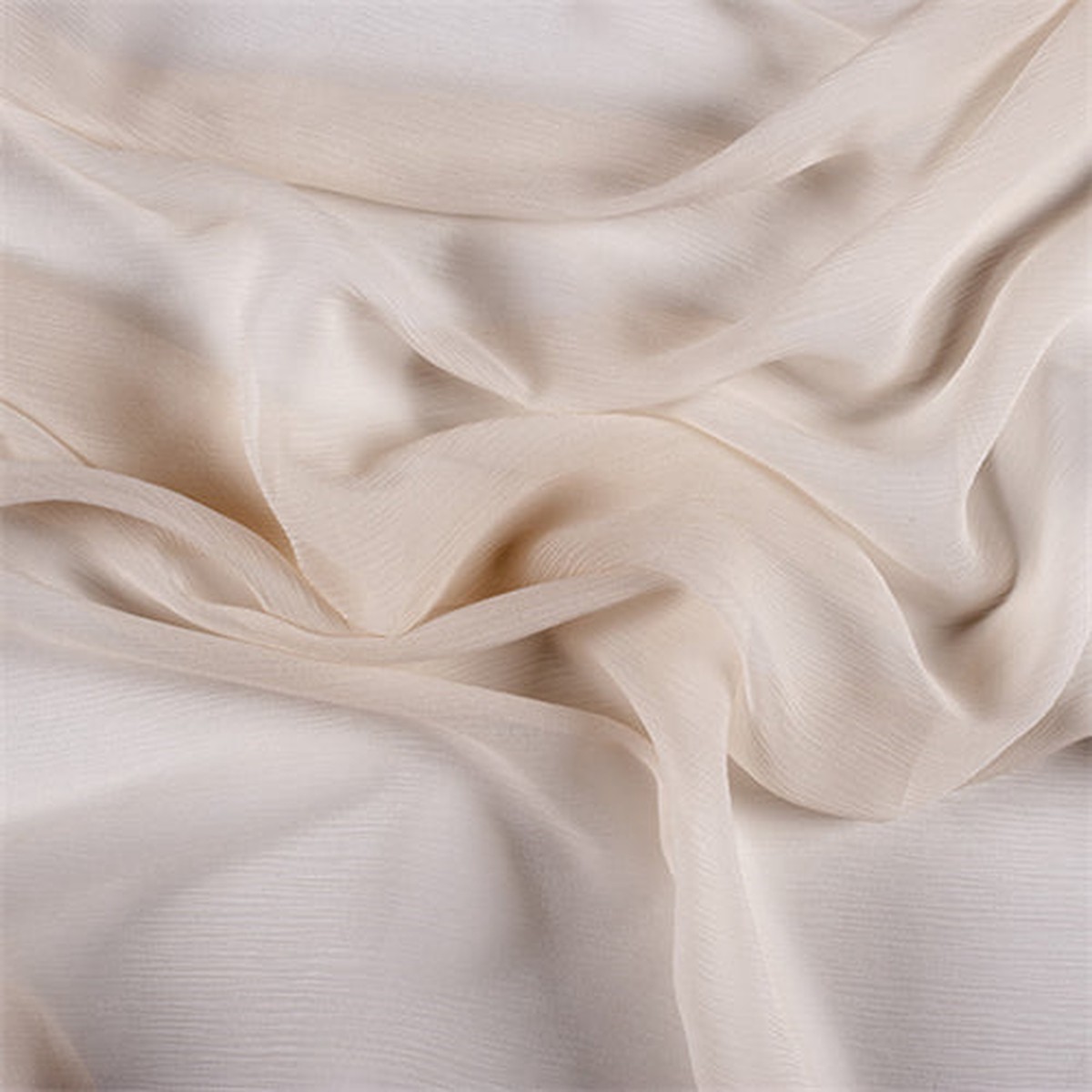 Runway Silks Cream Crinkled Silk Chiffon Fabric - Reorderable