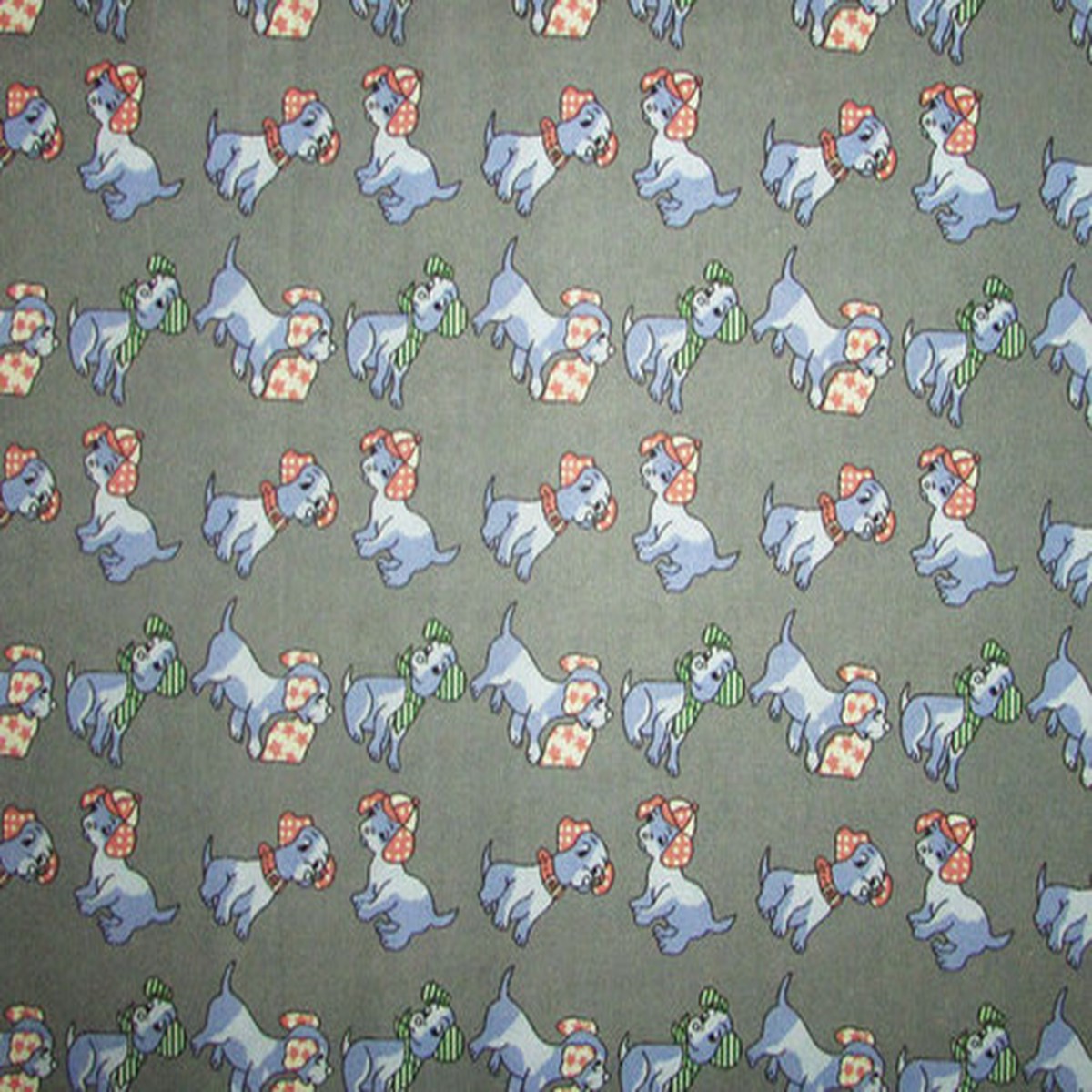 10 Yards of Quilting Cotton Blue Dogs on Grey A