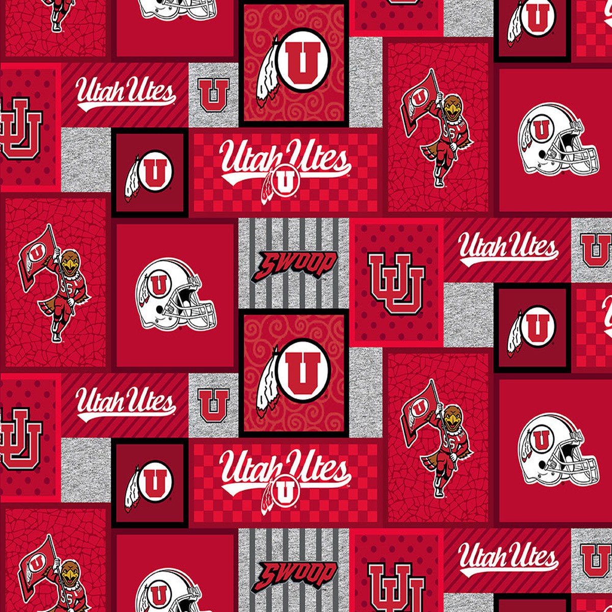 Utah Utes NCAA College Patch Sykel Enterprises Polyester Fleece Fabric UTA-1177