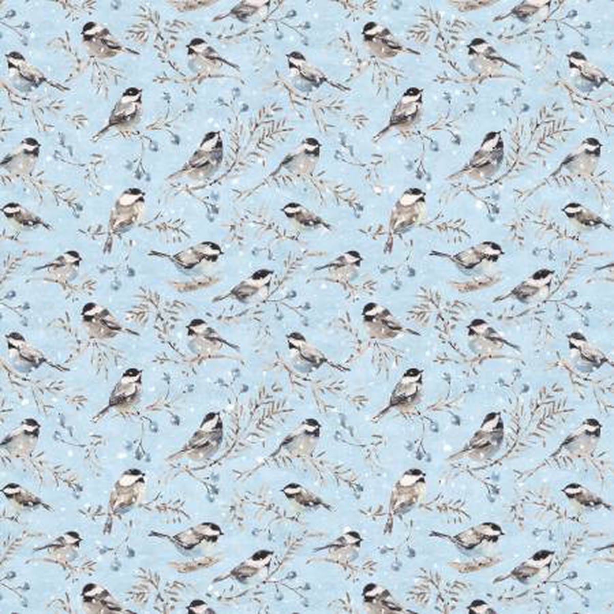 Woodland Frost Birds and Berries Blue Lisa Audit Wilmington Prints Quilting Fabric WP-17785-421