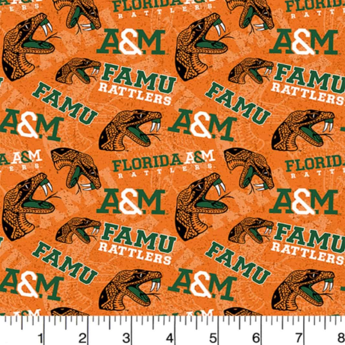 (SOLD PER BOLT) Florida A&M Rattlers NCAA College Tone on Tone Sykel Enterprises Cotton Fabric FAM-1178-FB