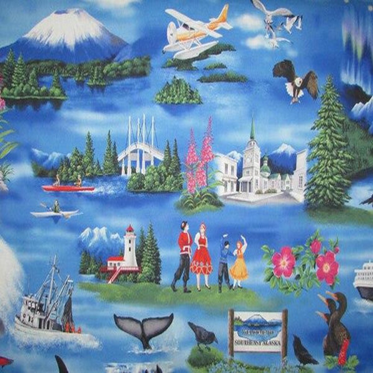 10 Panels of Novelty Quilting Cotton Alaska