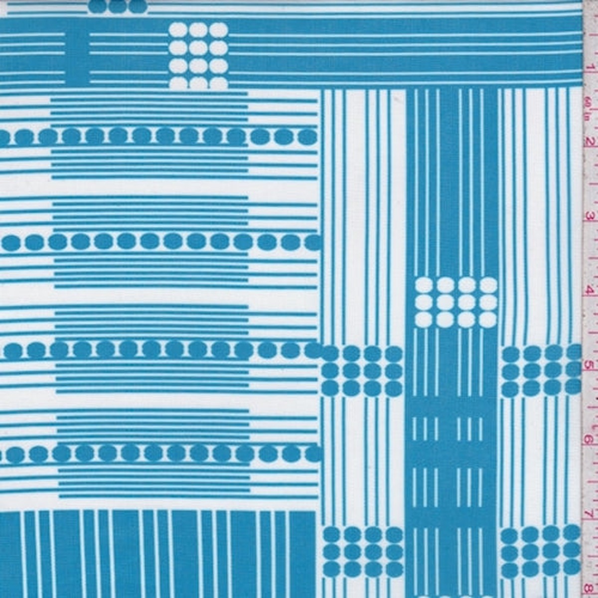 Aqua/White Linear Dot Block Power Mesh Fabric