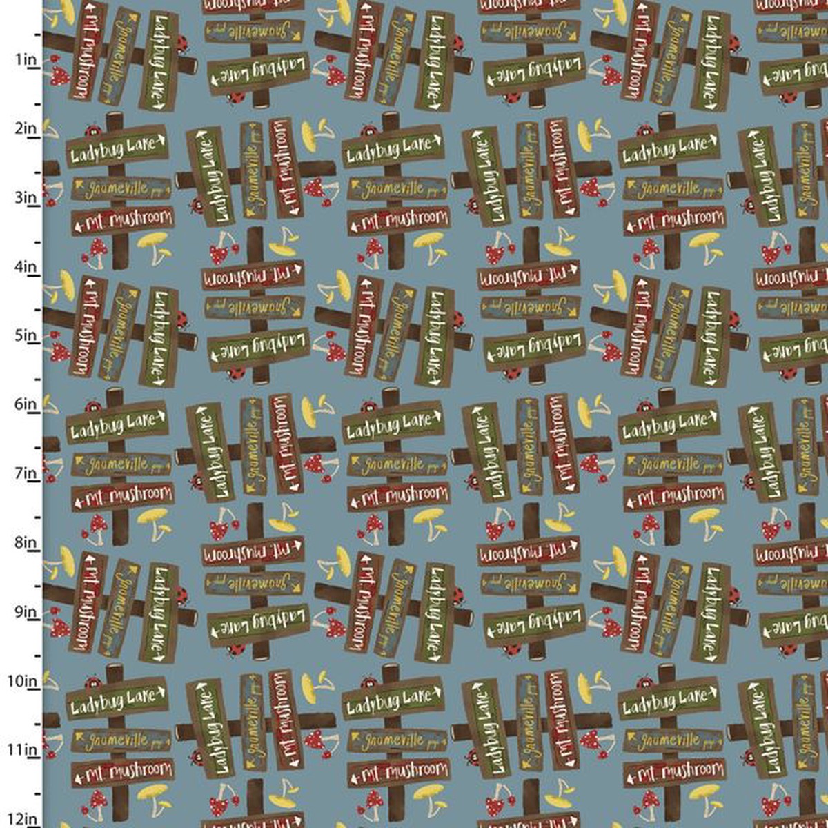 You Light My Way Gnome Gnomeville Gnome Signs Blue Deane Beesley 3 Wishes Cotton Fabric