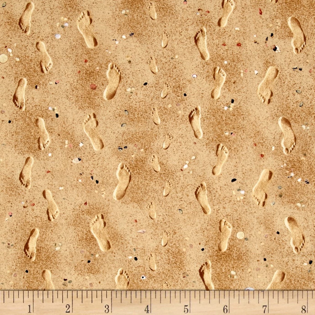(SOLD PER BOLT) Landscape Medley Sand Footprints Beach Sand Elizabeth's Studio Cotton Fabric ES-418 Sand-FB