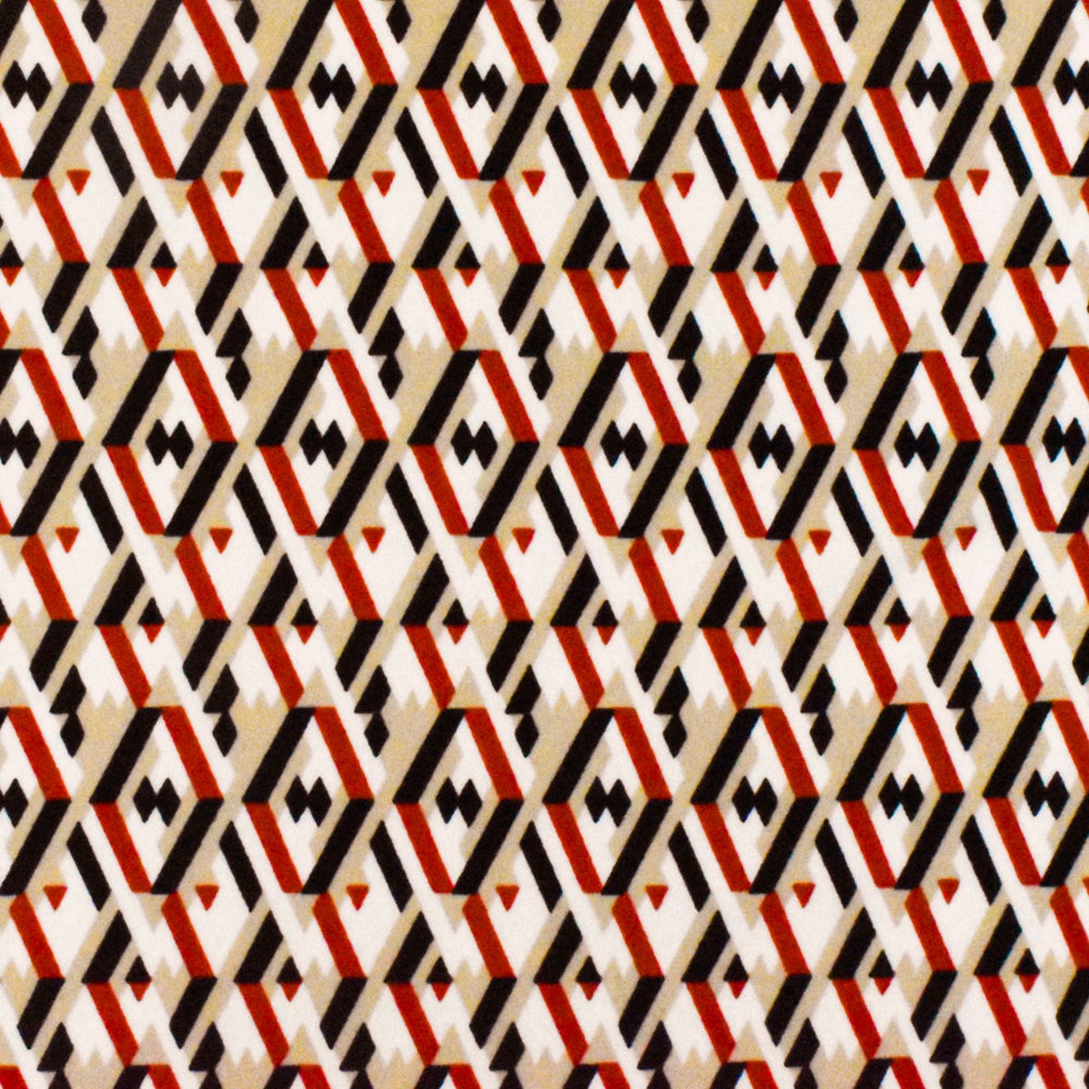 Taupe Beige-Red-Multi Geometry 3D Printed Stretch Polyester ITY Knit Fabric