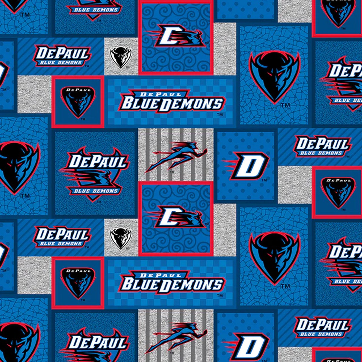 DePaul Blue Demons NCAA College Patch Sykel Enterprises Polyester Fleece Fabric DEP-1177