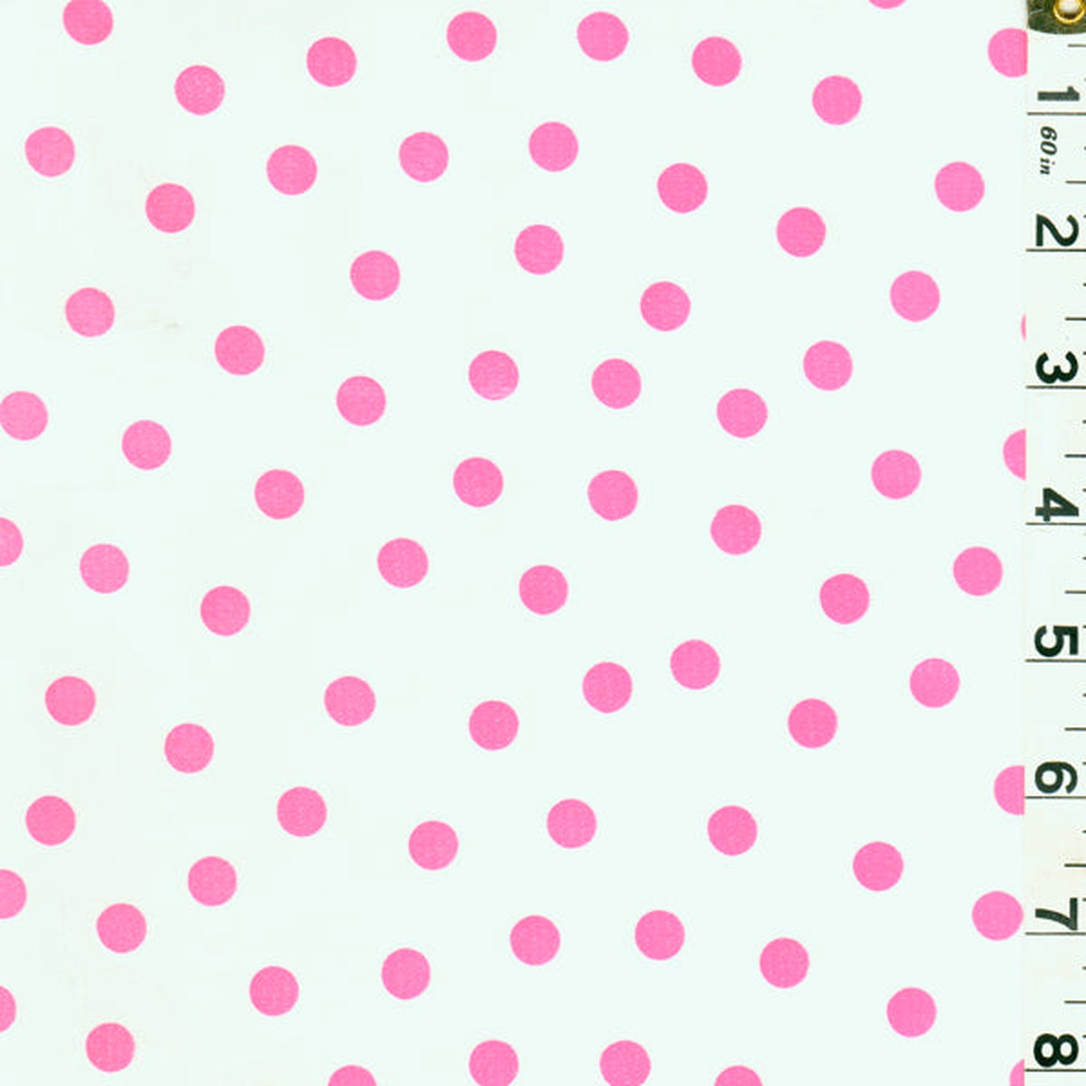 1 YD PC-Pink Dot Oilcloth Fabric - Reorderable