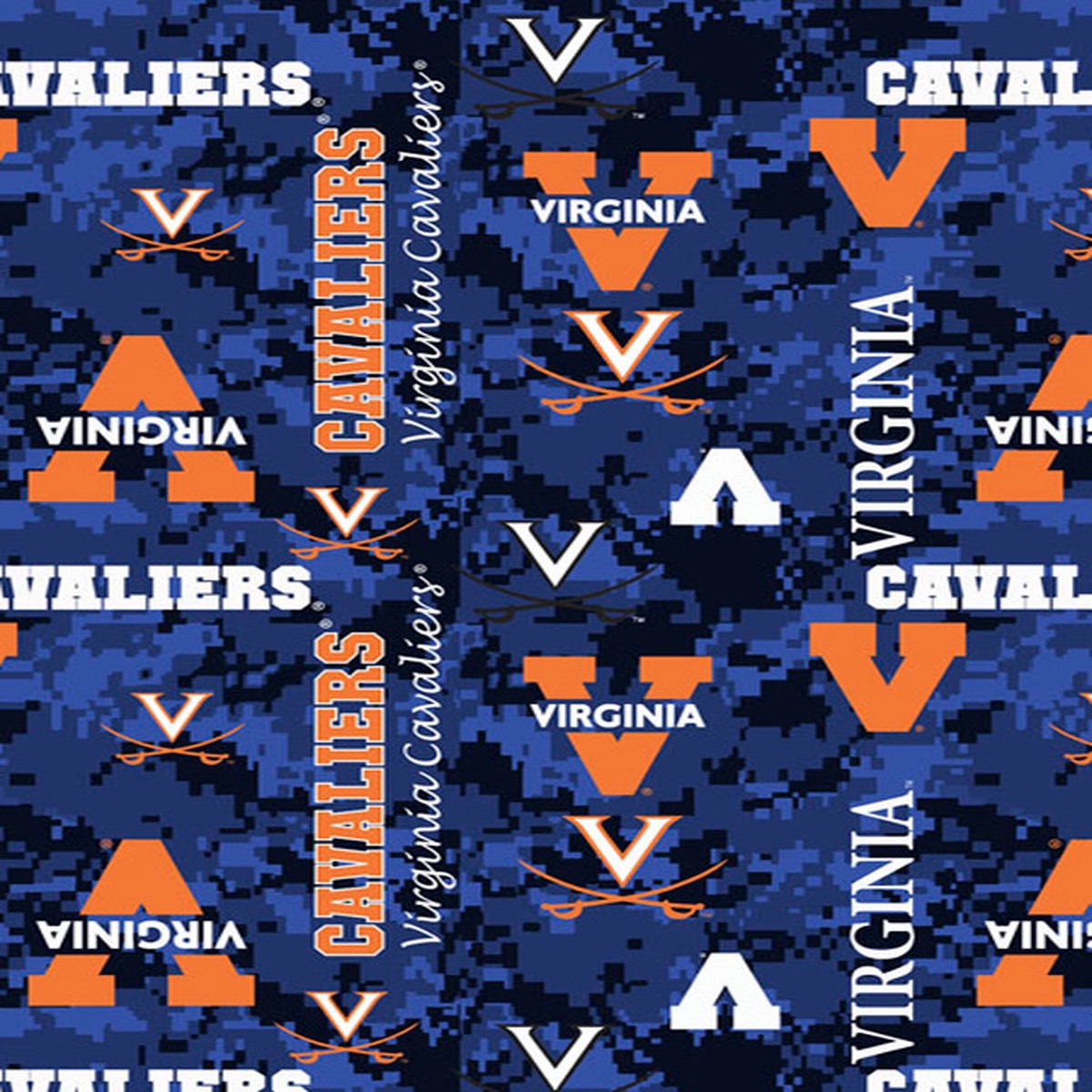 Virginia Cavaliers NCAA College Digital Camo Sykel Enterprises Polyester Fleece Fabric UVA-1122
