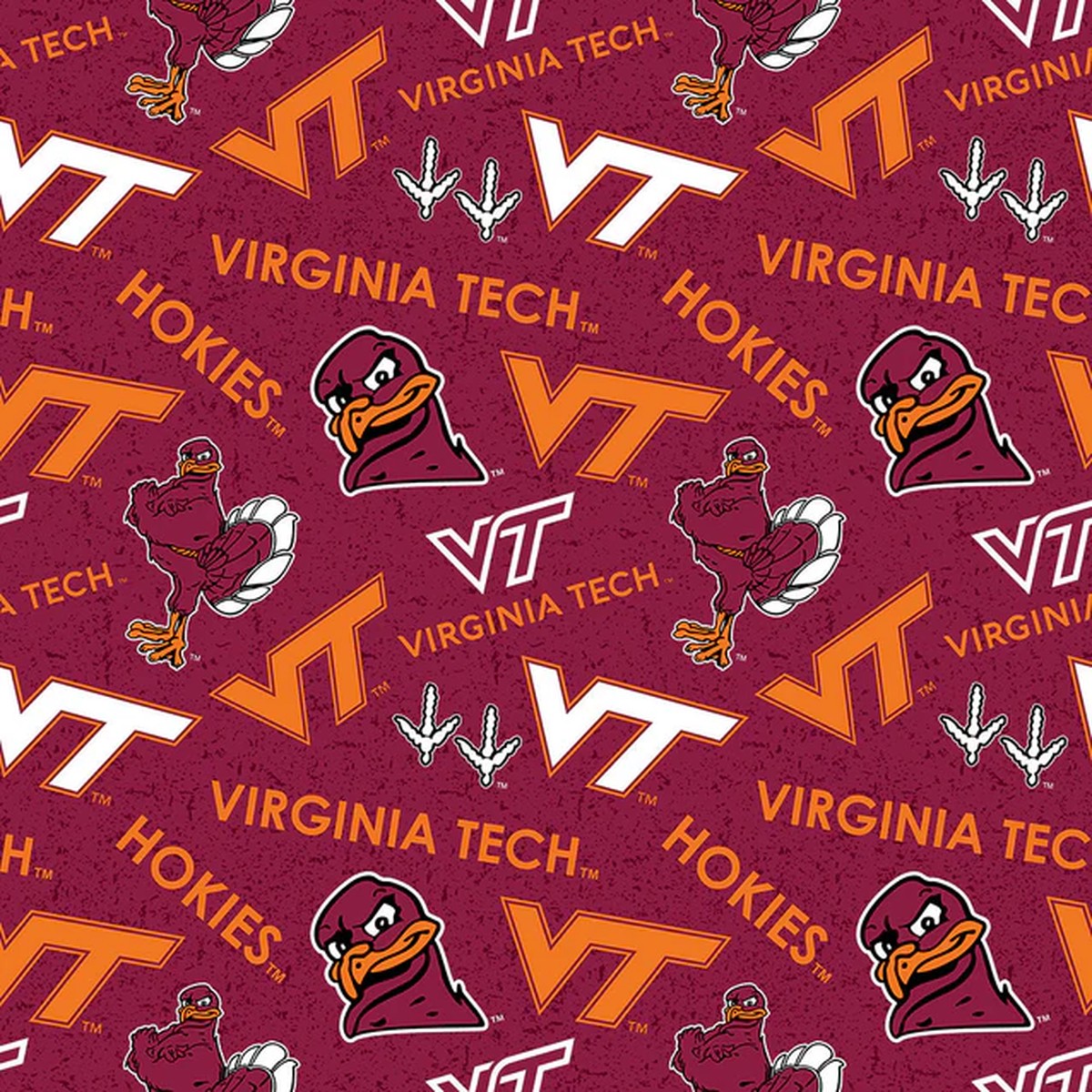Virginia Tech Hokies NCAA College Tone on Tone Chamois Sykel Enterprises Polyester Minky Fabric VT-1233