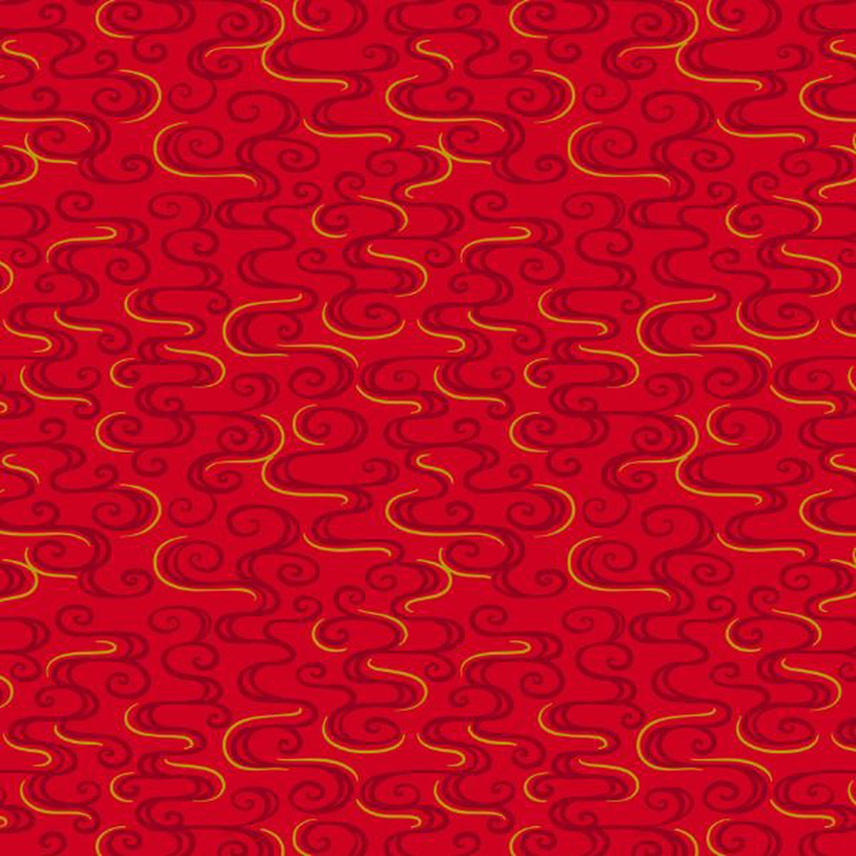Year of the Dragon Dragons Swirl Red Gold Metallic Lewis & Irene Cotton Fabric