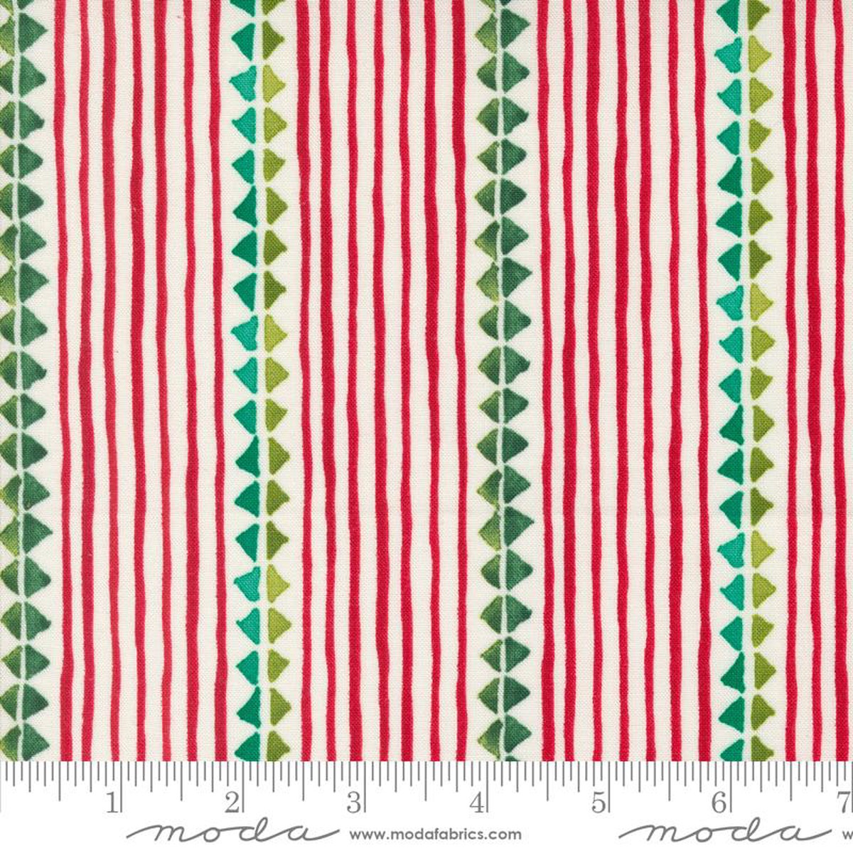 Winterly Christmas Ribbon Stripes Cream Multi Rob Pickens Moda Cotton Fabric MD-48763-11