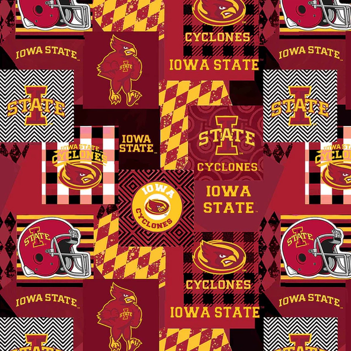 Iowa State Cyclones NCAA College Collegiate Minky Geo Sykel Enterprises Polyester Minky Fabric ISU-1367