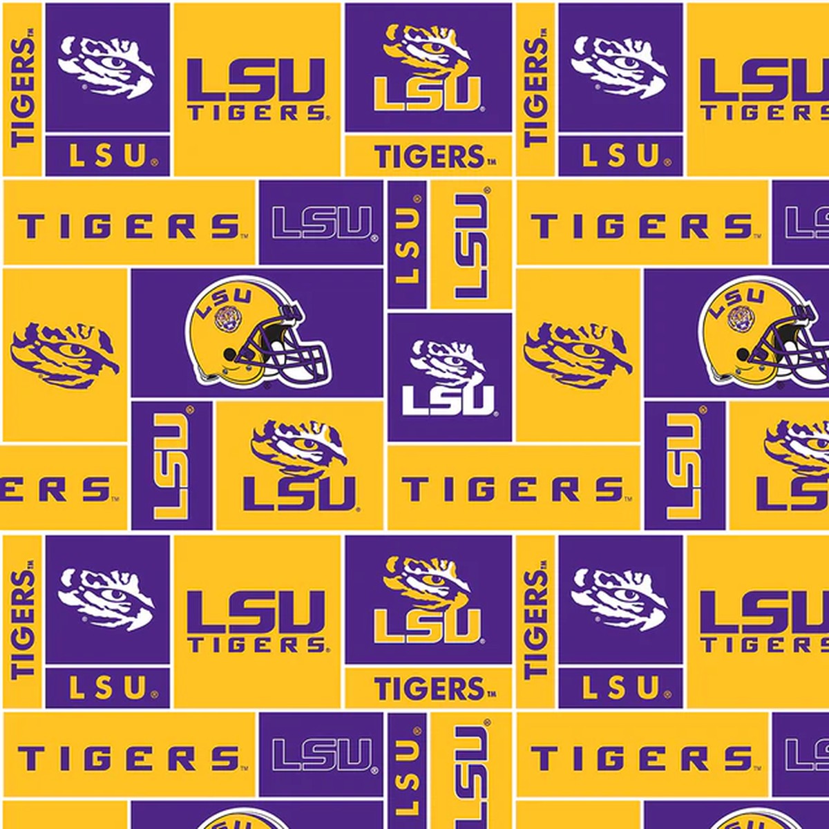 Louisiana State Tigers NCAA College Box Chamois Minky Sykel Enterprises Polyester Minky Fabric LSU-1241