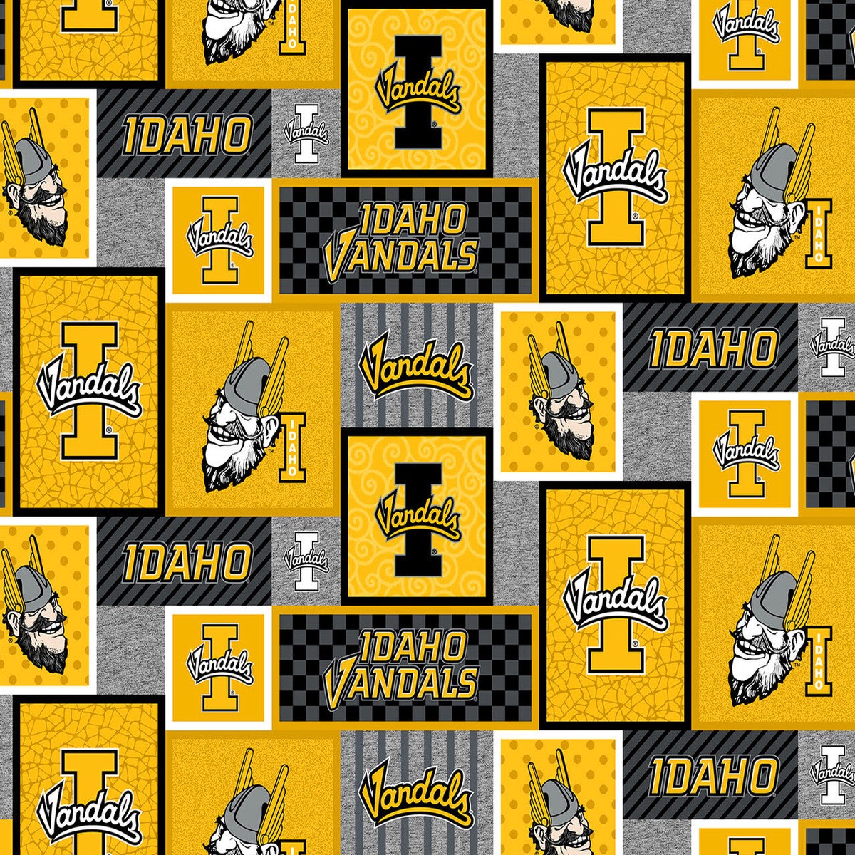 Idaho Vandals NCAA College Patch Sykel Enterprises Polyester Fleece Fabric ID-1177