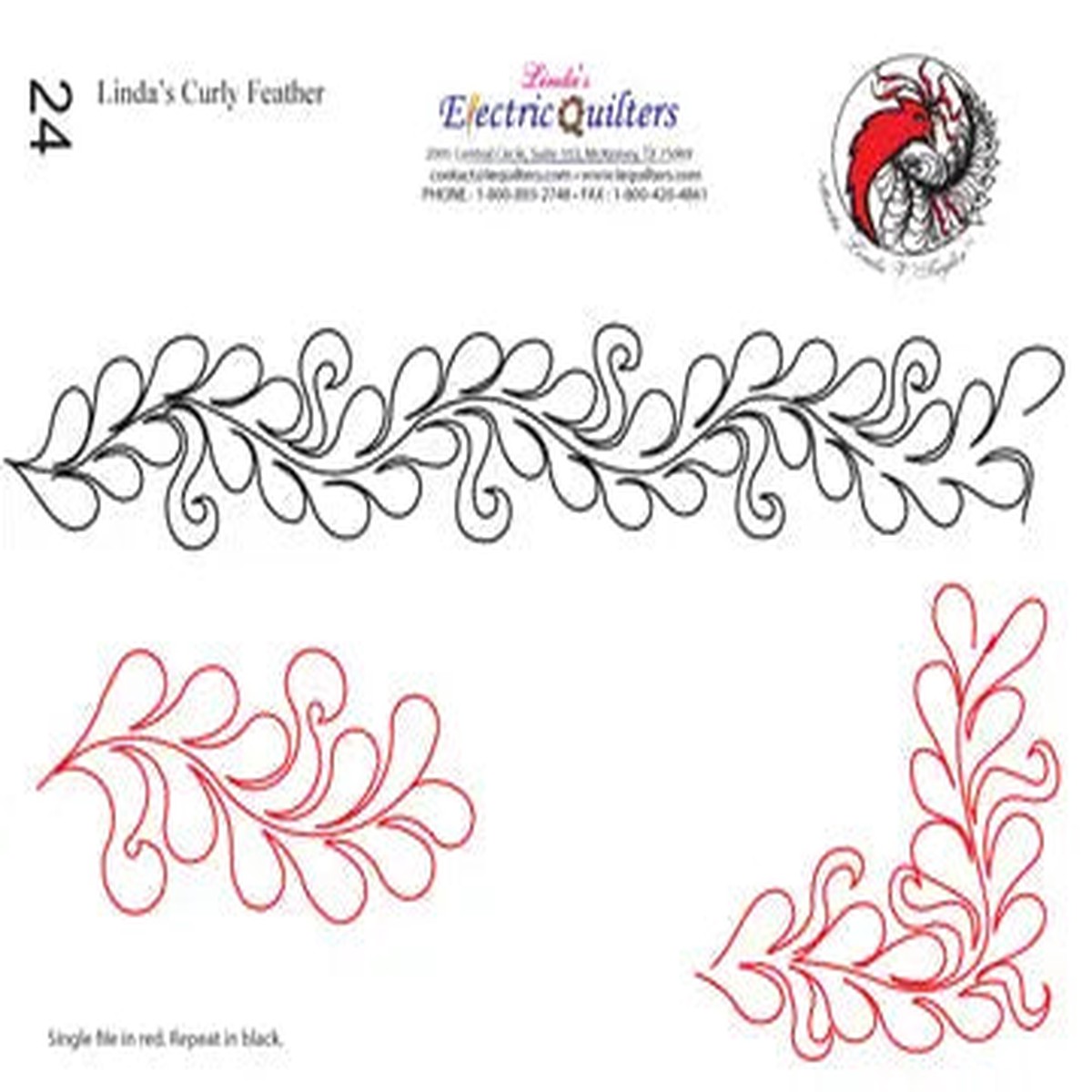 024 Lindas Curly Feather Pantograph by Linda V. Taylor