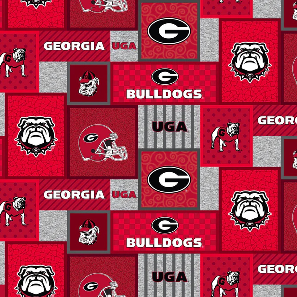 Georgia Bulldogs NCAA College Patch Sykel Enterprises Polyester Fleece Fabric GA-1177