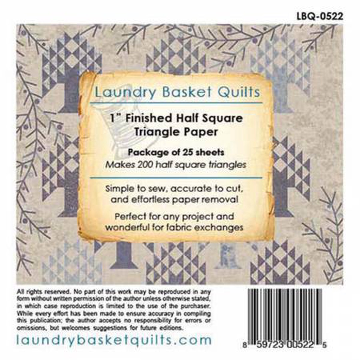 1 Half Square Triangle Paper for Charm Pack by Laundry Basket Quilts