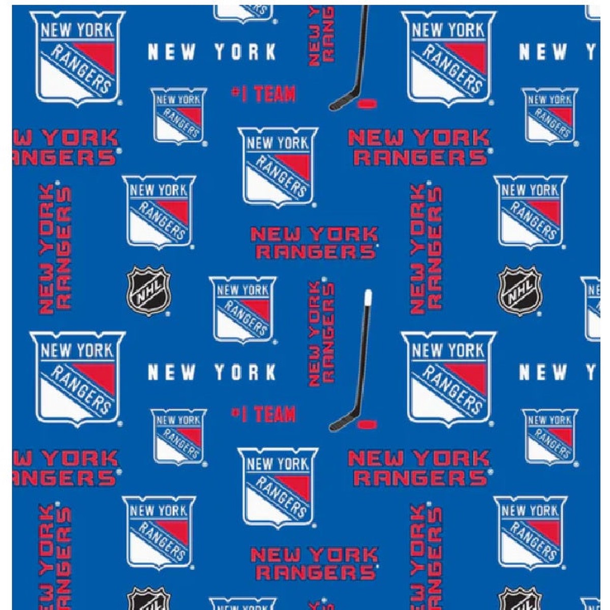 New York Rangers NHL Hockey Allover Sykel Enterprises Polyester FLEECE Fabric NHL-069-RAN