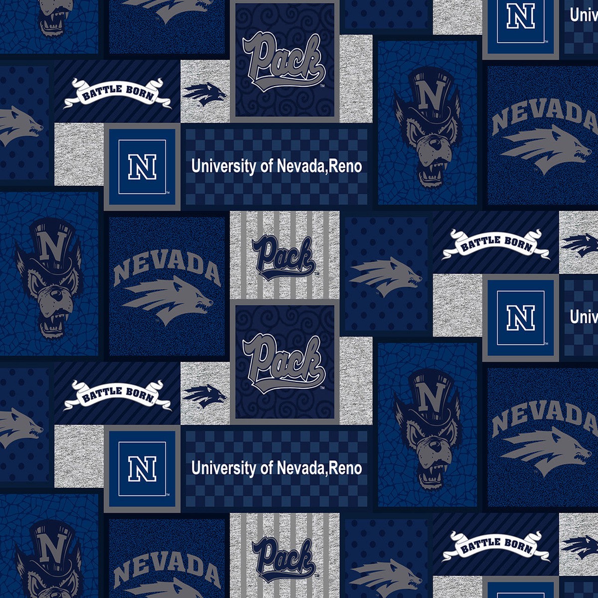 Nevada Reno Wolf Pack NCAA College Patch Sykel Enterprises Polyester FLEECE Fabric NVR-1177
