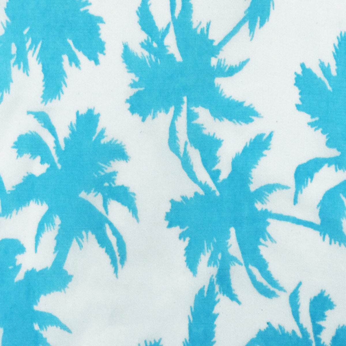 Aquatic Teal-Ivory Palm Tree Printed Crepe Chiffon Fabric
