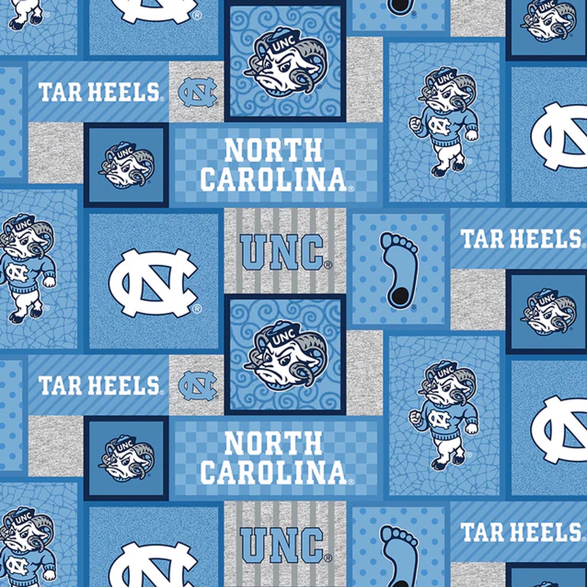 North Carolina Tar Heels NCAA College Patch Sykel Enterprises Polyester FLEECE Fabric NC-1177