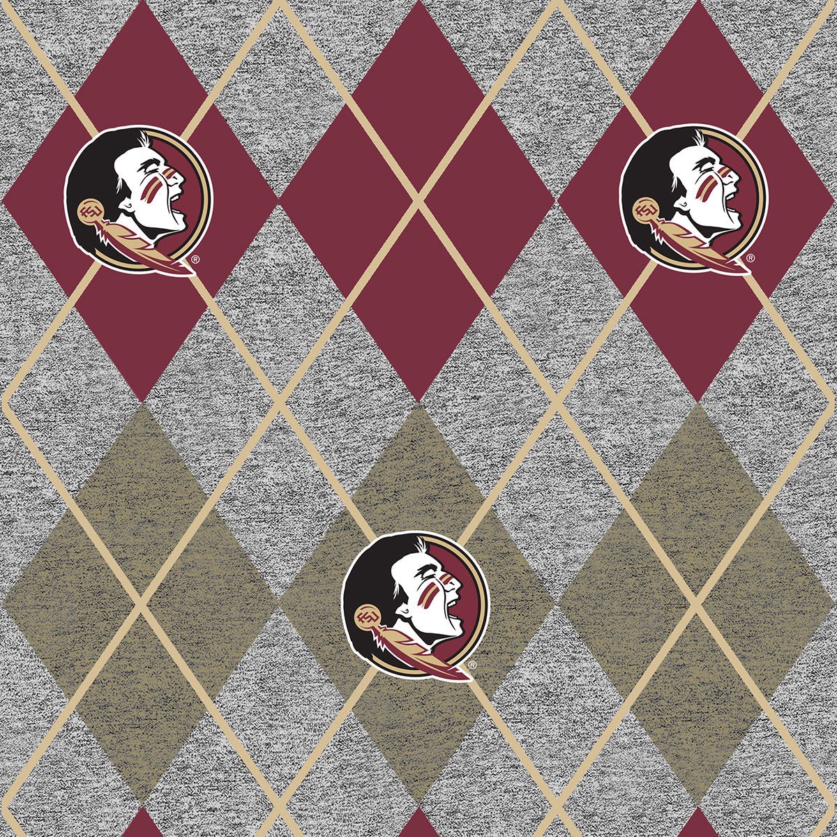Florida State Seminoles NCAA College Heather Argyle Sykel Enterprises Polyester Fleece Fabric FSU-1148