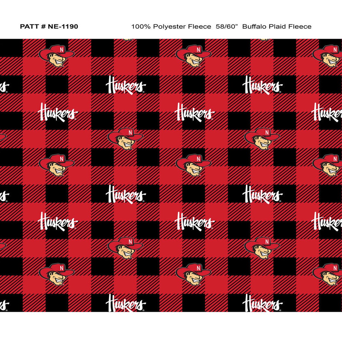 Nebraska Cornhuskers NCAA College Buffalo Plaid Sykel Enterprises Polyester FLEECE Fabric NE-1190
