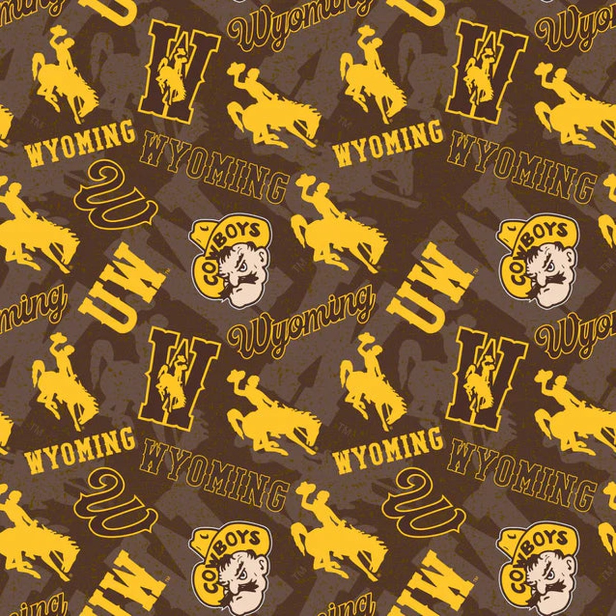 Wyoming Cowboys NCAA College Tone on Tone Sykel Enterprises Cotton Fabric WY-1178