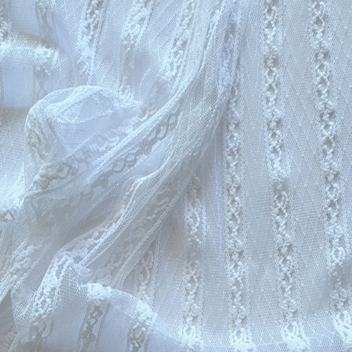 10 Yards Striped Stretch Lace White
